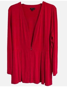J.Jill Wearever Collection Red Lightweight Knit Jacket One Button Size L